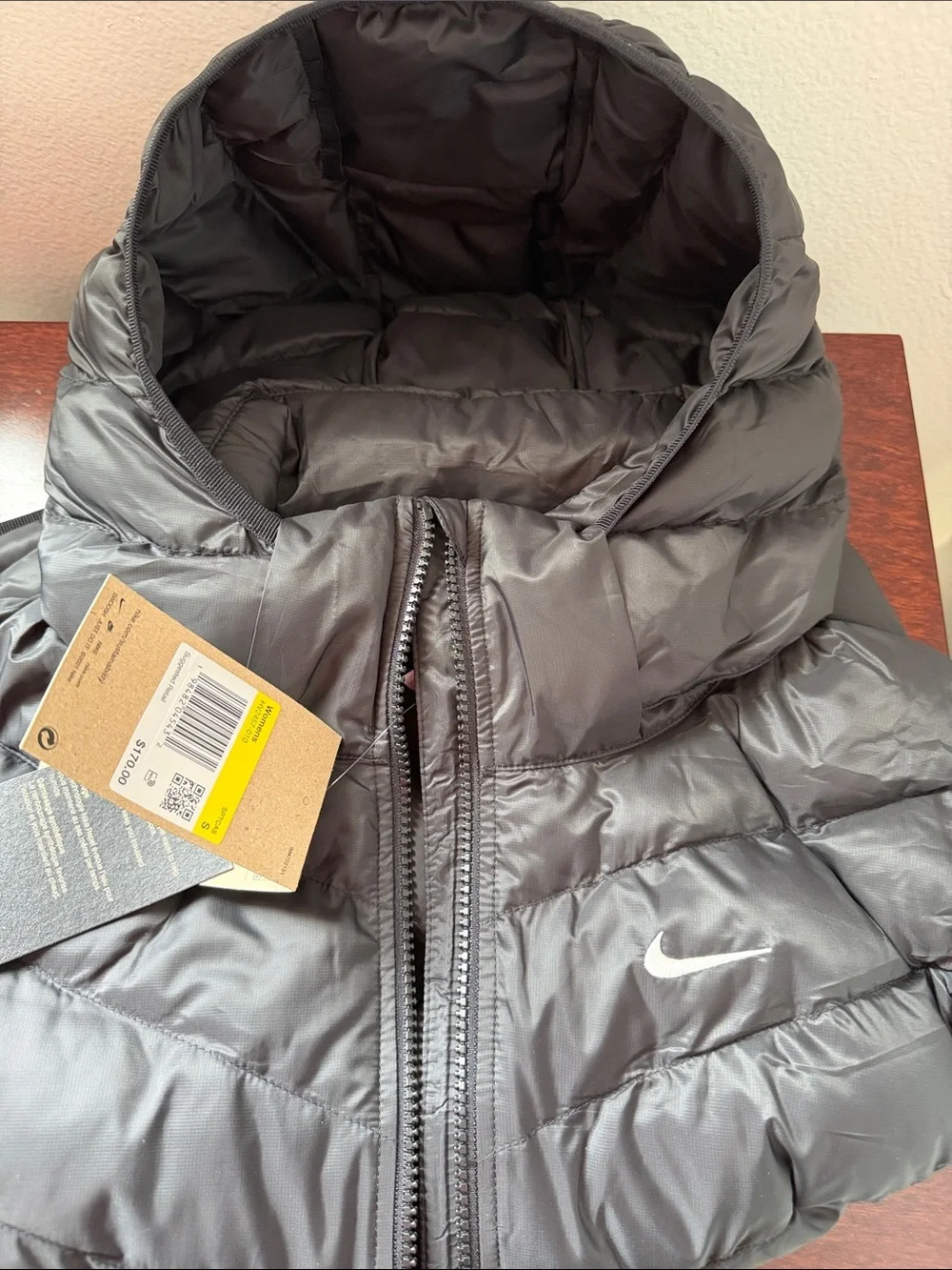 Nike Black Quilted Hooded Down-Style Jacket